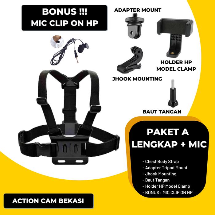 Gambar Paket Khusus Motovlog Vlog Pakai Hp Smartphone Ngevlog Body Strap HP - A LENGKAP + MIC dari Baper Shopping undefined Tokopedia