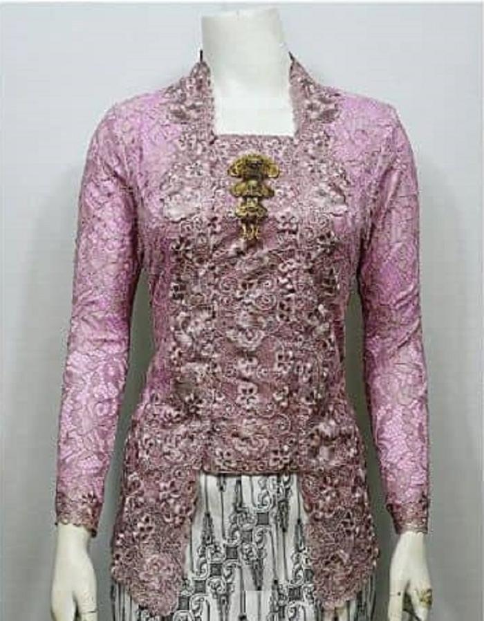 Gambar Kebaya Bordir Brokat Semi Prancis Model Kutubaru Lengan Panjang Furing - Ungu, L dari KEBAYA SONGKET BATIK JADI undefined Tokopedia