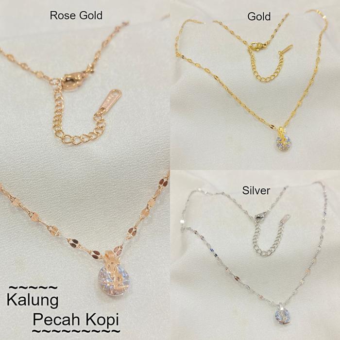 Gambar Kalung Wanita Titanium Liontin Anti Karat Simple Aksesoris Perhiasan - Pecah Kopi, Silver dari Noin Accessories Offcial Store undefined Tokopedia