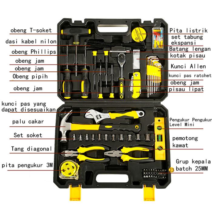 Gambar Hand Toolset Tool Kit Set Toolkit Toolbox Tool Set Tool Box - 98PCS dari Berkebun. undefined Tokopedia