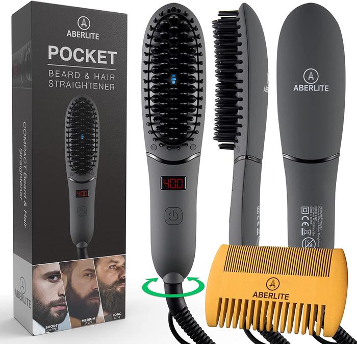 Jual Aberlite Pocket Compact Beard Straightener for Men Ionic