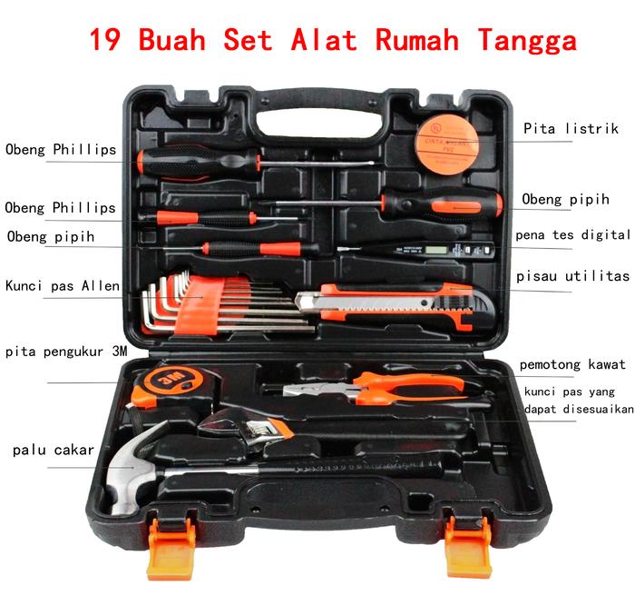 Gambar Hand Toolset Tool Kit Set Toolkit Toolbox Tool Set Tool Box - 19PCS dari Berkebun. undefined Tokopedia
