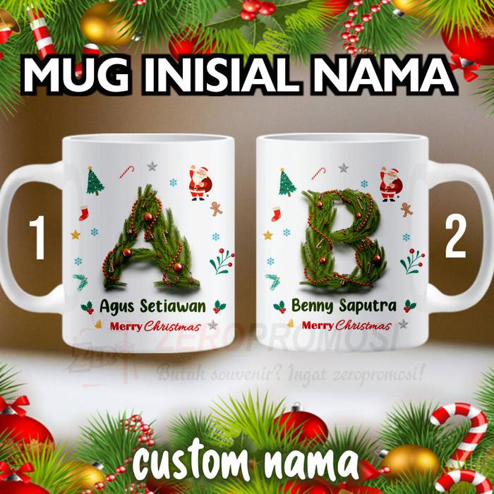 Gambar MUG NATAL INISIAL NAMA / MUG INISIAL NAMA CHRISTMAS / MUG HURUF - 1 - A-B, 1 dari Zeropromosi undefined Tokopedia