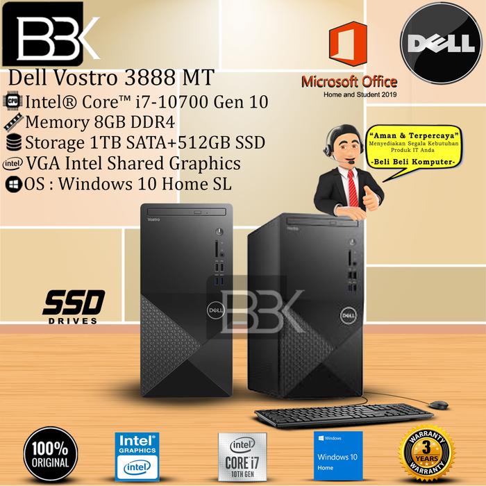 Gambar CPU Dell Vostro 3888 MT i7-10700 8GB 16GB 32GB 1TB+512GB SSD W10H OHS - 8GB 1TB+512GB dari Beli Beli Komputer undefined 3 Tokopedia