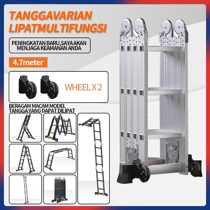 Gambar Tangga aluminium lipat multi-fungsi ukuran 4,7 meter - 4.7M dari nanwei.id undefined Tokopedia
