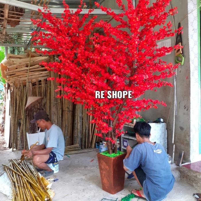 Gambar bunga plastik/bunga sakura/pohon sakura/pohon sakura hias artificial - Merah dari RE BungaPlastik undefined Tokopedia