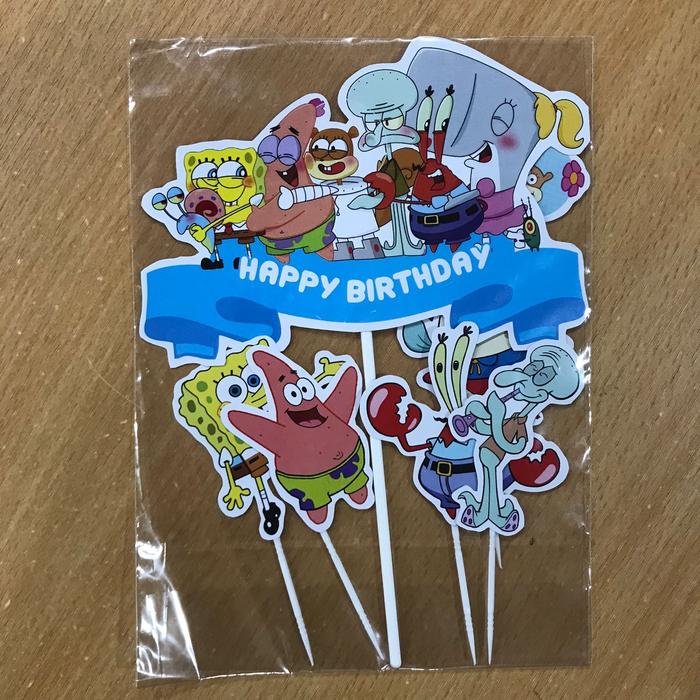 Gambar TOPPER HAPPY BIRTHDAY - KARAKTER - SPONGEBOB dari KIKO MART_NEW undefined Tokopedia