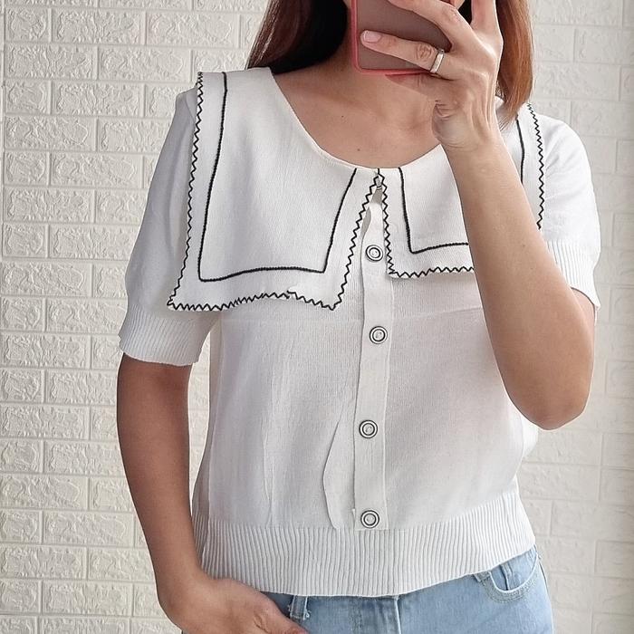 Gambar Atasan wanita / Knit Top wanita best seller / Baju kantor wanita - Hitam garis dari Mimami_shop undefined 5 Tokopedia