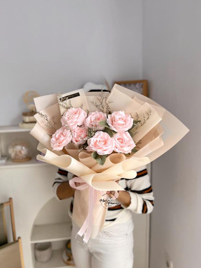 Gambar JEANETTE BOUQUET - BUKET BUNGA ARTIFICIAL BOUQUET BUNGA PALSU BUKET - Light Pink dari May Peony Florist undefined Tokopedia