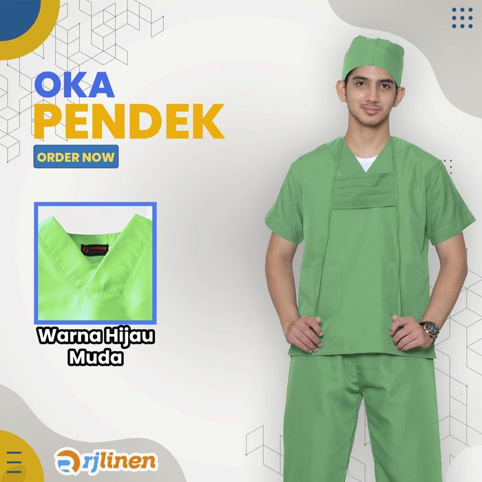 Gambar Setelan OKA Lengan Pendek/Baju Perawat Pendek/Baju OKA/Seragam OK - Hijau Muda, XL dari Rumahjahitid undefined Tokopedia