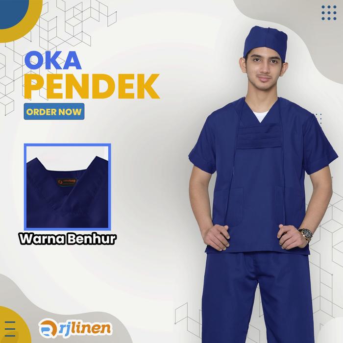 Gambar Setelan OKA Lengan Pendek/Baju Perawat Pendek/Baju OKA/Seragam OK - Biru Benhur, 3XL dari Rumahjahitid undefined Tokopedia