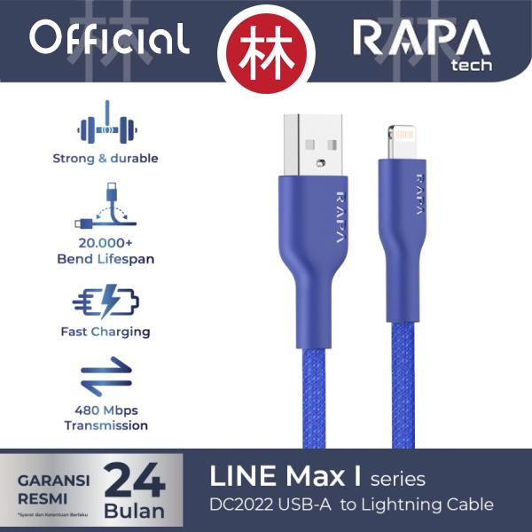 Gambar RAPAtech DC2022 - LINE MAX I - USB-A to Lightning Cable 2.4A 120 cm - Biru dari RAPAtech Jakarta Kota Administrasi Jakarta Barat Tokopedia