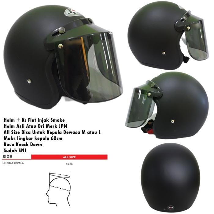Gambar Helm Bogo Retro Klasik JPN Black Hitam Doff Polos Kaca Ori / Flat - +KcInjakNOCOAT, M dari Skuterhelm91 undefined Tokopedia