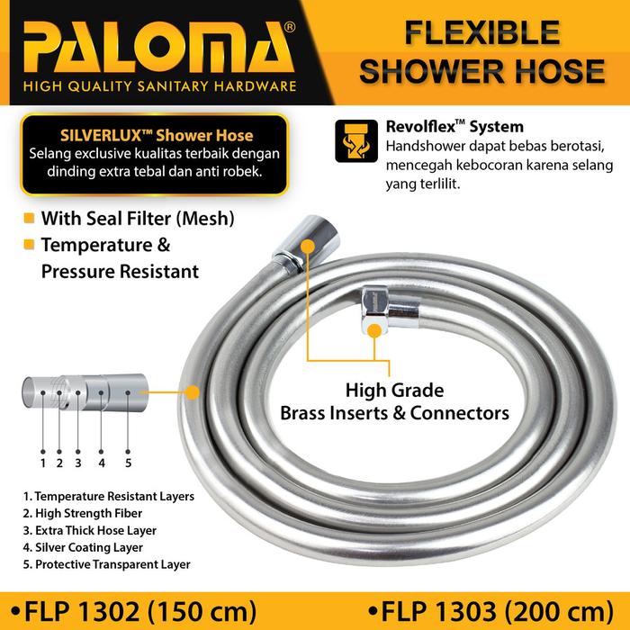 Gambar PALOMA Silverlux Flexible Hose Selang Fleksibel Hand Shower FLP 1302 dari Glodok Teknik Supplier undefined Tokopedia