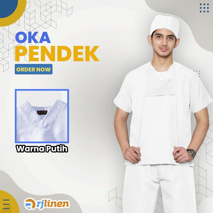 Gambar Setelan OKA Lengan Pendek/Baju Perawat Pendek/Baju OKA/Seragam OK - Putih, L dari Rumahjahitid undefined Tokopedia