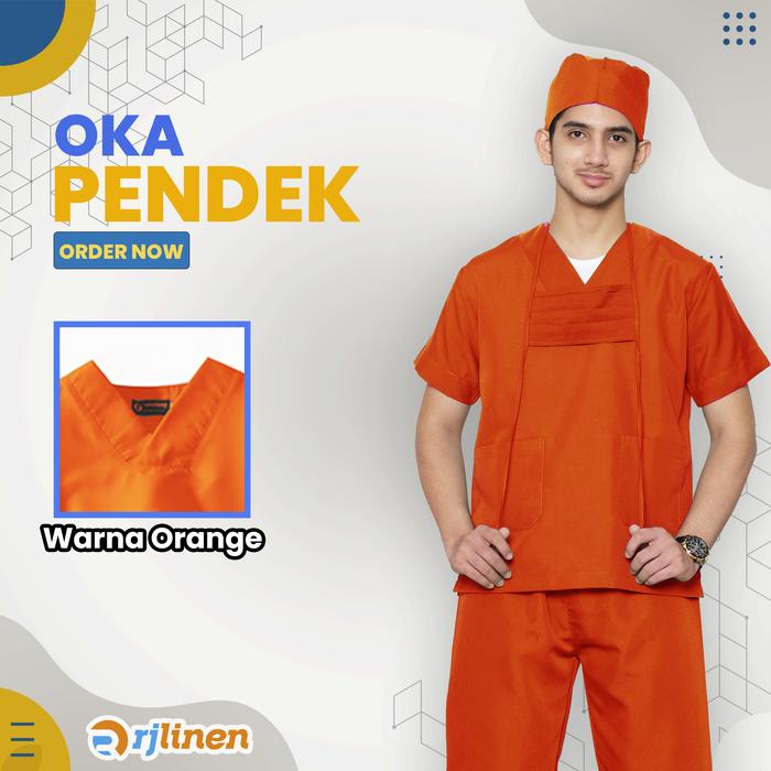Gambar Setelan OKA Lengan Pendek/Baju Perawat Pendek/Baju OKA/Seragam OK - Orange, 3XL dari Rumahjahitid undefined Tokopedia