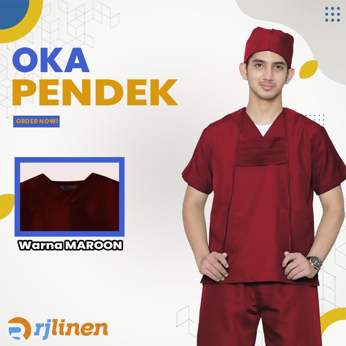 Gambar Setelan OKA Lengan Pendek/Baju Perawat Pendek/Baju OKA/Seragam OK - Maroon, 3XL dari Rumahjahitid undefined Tokopedia