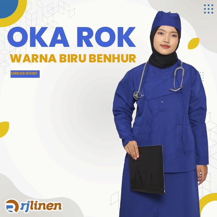Gambar Setelan Seragam OKA ROK/Baju OKA ROK/Baju Operasi ROK/Baju Perawat ROK - Biru Benhur, 2XL dari Rumahjahitid Kota Tangerang Selatan Tokopedia