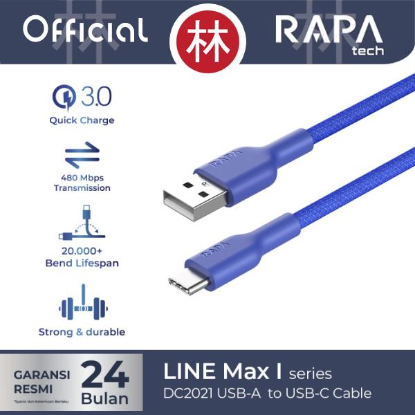 Gambar RAPAtech DC2021 - LINE MAX I - USB-A to USB-C Cable Type-C 3A QC3.0 - Biru dari RAPAtech Jakarta Kota Administrasi Jakarta Barat Tokopedia