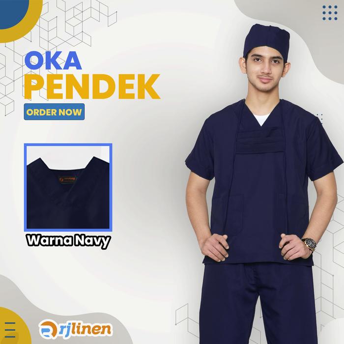 Gambar Setelan OKA Lengan Pendek/Baju Perawat Pendek/Baju OKA/Seragam OK - Navy, 3XL dari Rumahjahitid undefined Tokopedia