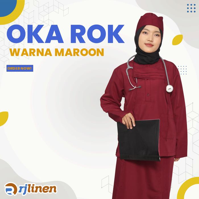Gambar Setelan Seragam OKA ROK/Baju OKA ROK/Baju Operasi ROK/Baju Perawat ROK - Maroon, S dari Rumahjahitid undefined Tokopedia