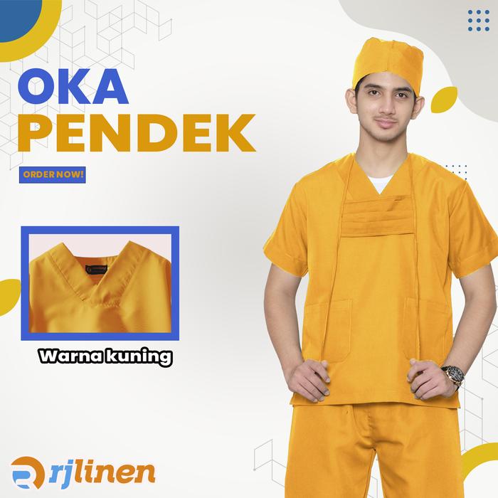 Gambar Setelan OKA Lengan Pendek/Baju Perawat Pendek/Baju OKA/Seragam OK - Kuning, 3XL dari Rumahjahitid undefined Tokopedia