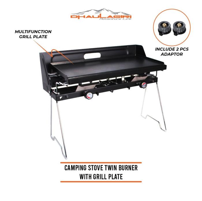 Gambar Dhaulagiri Camping Stove Twin Burner with Grill Plate - Orange dari Kayak Outdoor undefined Tokopedia