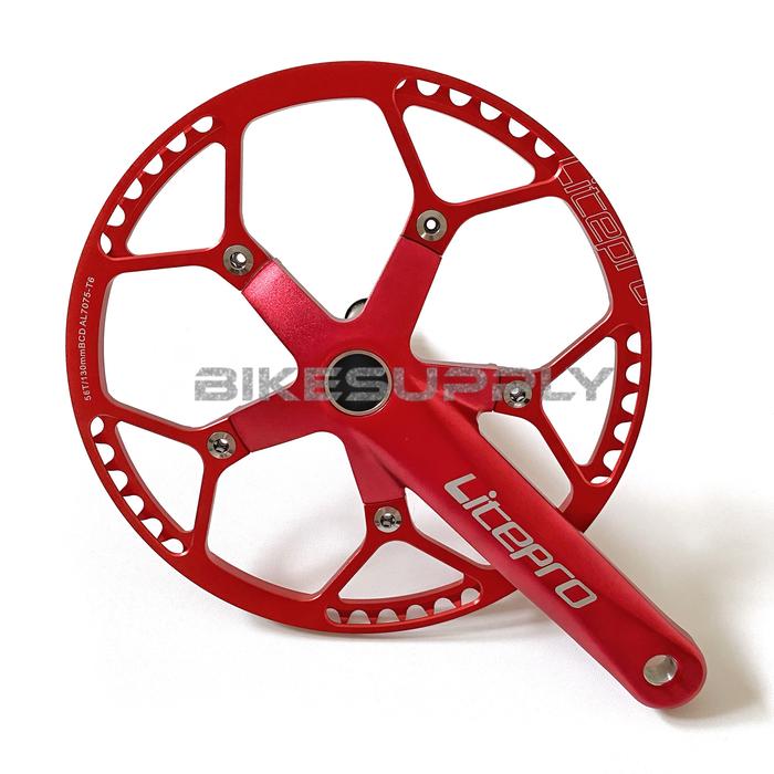 Crankset Litepro BB HT Hollowtech Model Cover Crank 53T 56T 58T  Merah, 53T cover HT2