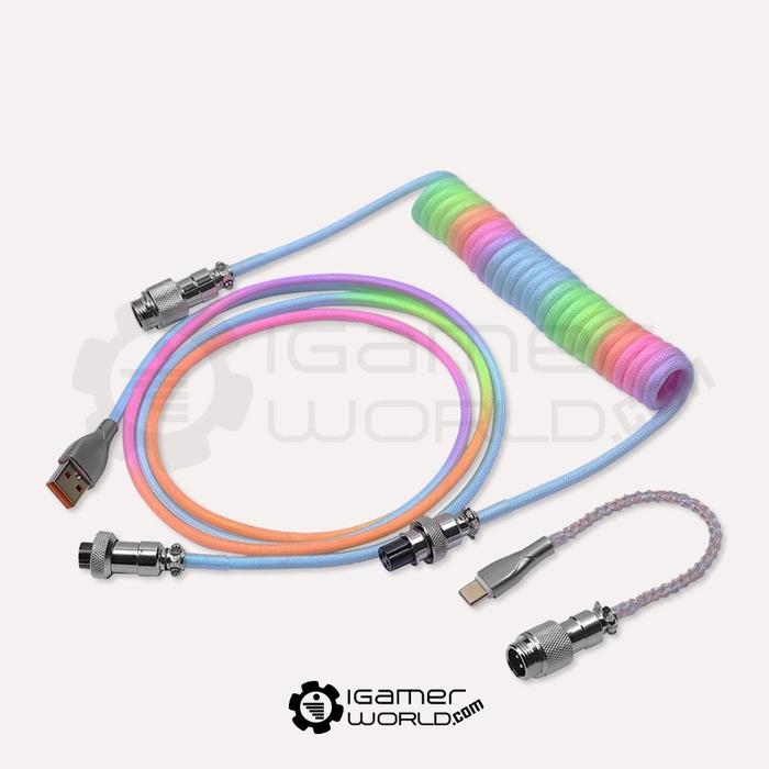 Gambar Coiled Aviator Cable RGB Type-C for Mechanical Gaming Keyboard - RAINBOW dari Igamerworld Store_NEW undefined Tokopedia