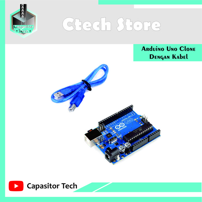 Gambar Arduino Uno R3 Clone Arduino Uno Compatible Dengan Kabel & Tanpa Kabel - Dengan Kabel dari c-tech store_NEW undefined Tokopedia
