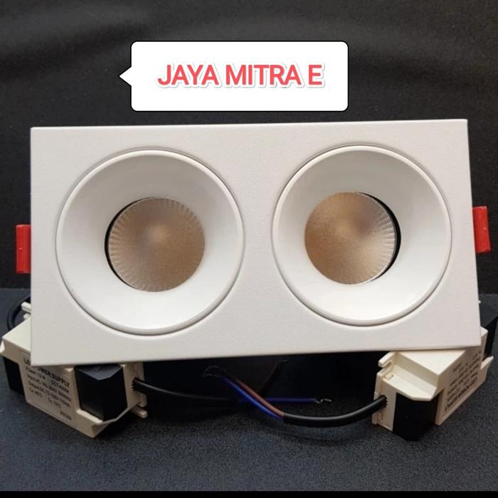 Gambar Kap Lampu Downlight LED 2 Gang Double 24Watt Corong Hitam Spot COB 24W - Putih, 3000k dari Jaya Mitra Electric undefined Tokopedia