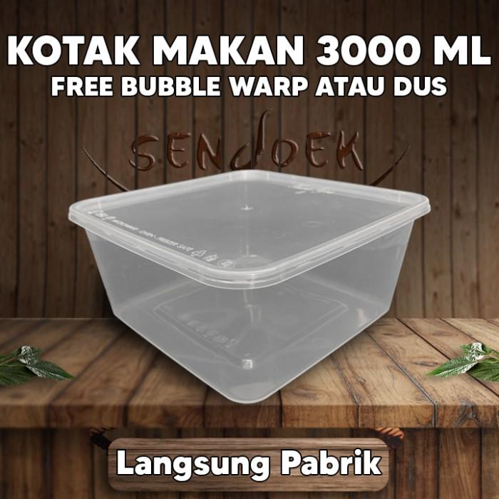 Gambar Thinwall 3000ML Persegi / Kotak Makan Plastik / FOOD CONTAINER PREMIUM - Pack (25 PCS) dari Sendoek undefined Tokopedia