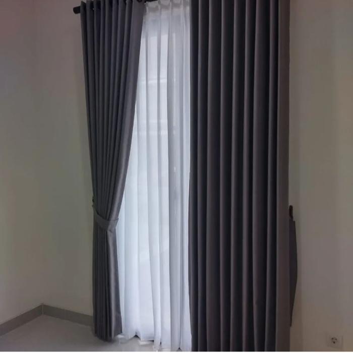Gambar gorden minimalis/hordeng smokring L.140 x T. 200cm. tirai - abu tua, L.140 x T.230cm dari fauzigorden_olshop undefined Tokopedia
