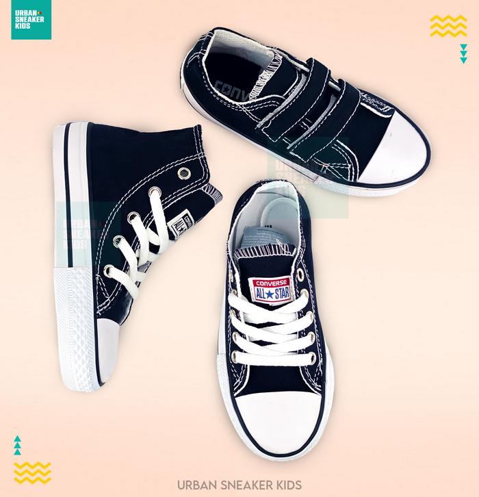 Sepatu Anak Converse All Star Black 18-35 Unisex Usia TK SD Sekolah  Tinggi Tali, 28