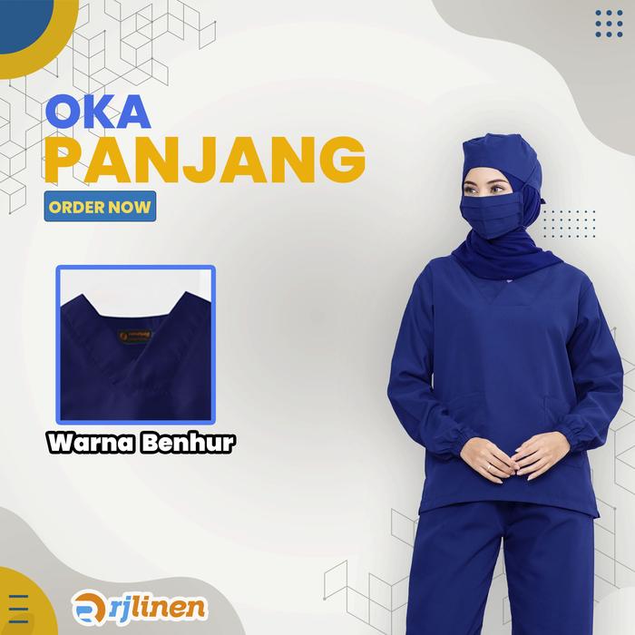 Gambar Setelan OKA Lengan Panjang/Baju Perawat Panjang/Baju OKA/Seragam OK - Biru Benhur, S dari Rumahjahitid undefined Tokopedia
