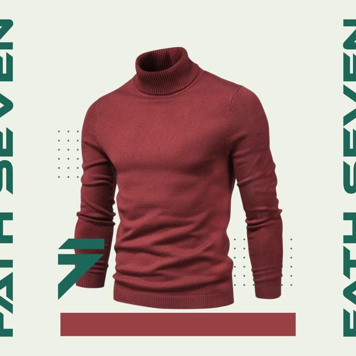 Gambar TURTLE NECK Sweater Rajut Pria Korea Bahan Tebal Kerah Tinggi Polos - Marun, L dari Maxe Id undefined Tokopedia