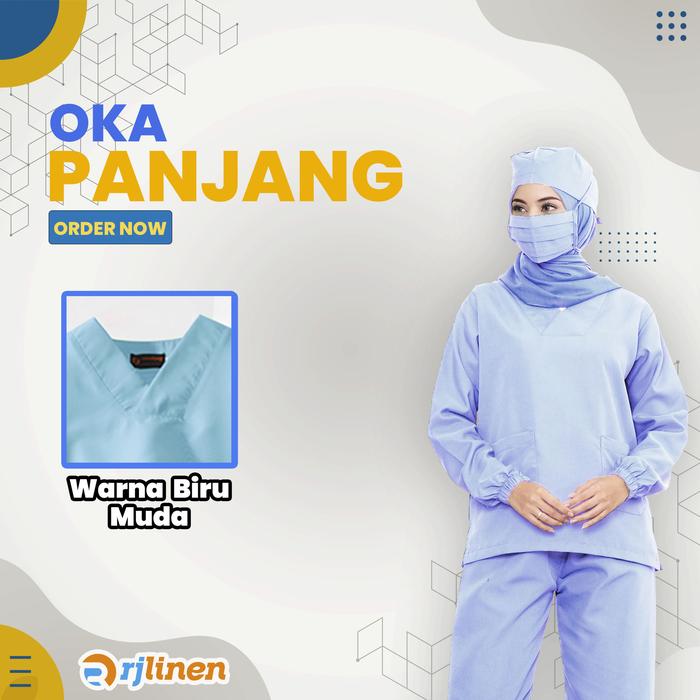 Gambar Setelan OKA Lengan Panjang/Baju Perawat Panjang/Baju OKA/Seragam OK - Biru Muda, XL dari Rumahjahitid undefined Tokopedia