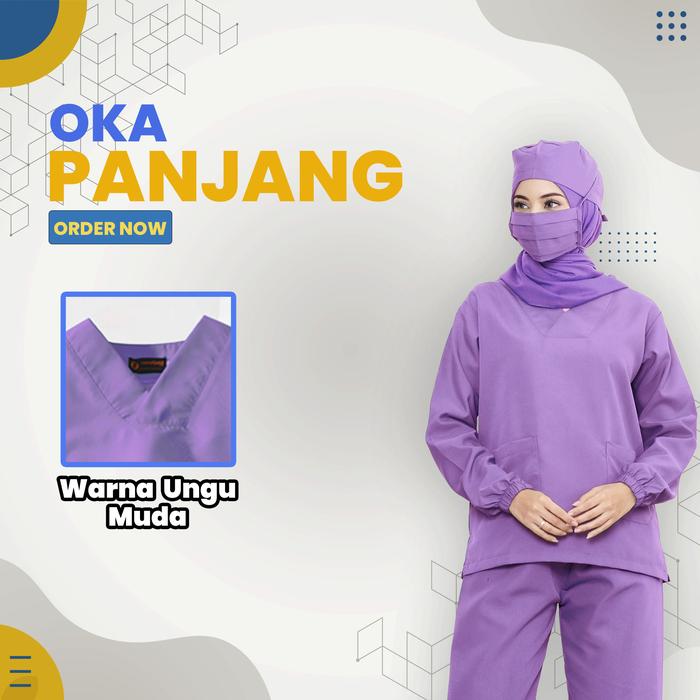 Gambar Setelan OKA Lengan Panjang/Baju Perawat Panjang/Baju OKA/Seragam OK - Ungu, XL dari Rumahjahitid undefined Tokopedia