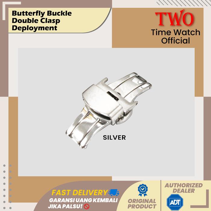Gambar Automatic Push Button Buckle Butterfly Clasp 14mm 16mm 18mm 20mm 22mm - Silver, 18mm dari Alexandre Christie Indonesia Kota Bandung Tokopedia