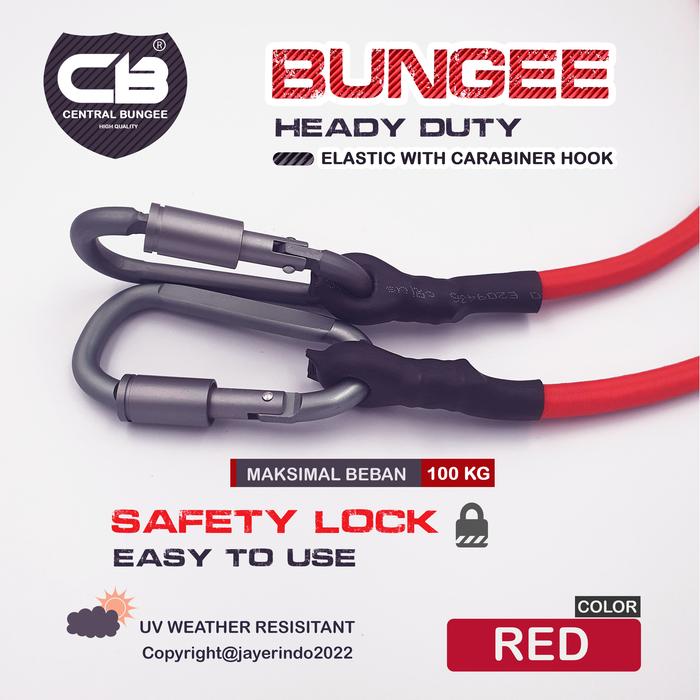 Gambar Tali Bagasi Bungee Cord Carabiner Premium Export Quality 100 sd 200 cm - 100cm - Merah dari Jayerindo undefined Tokopedia