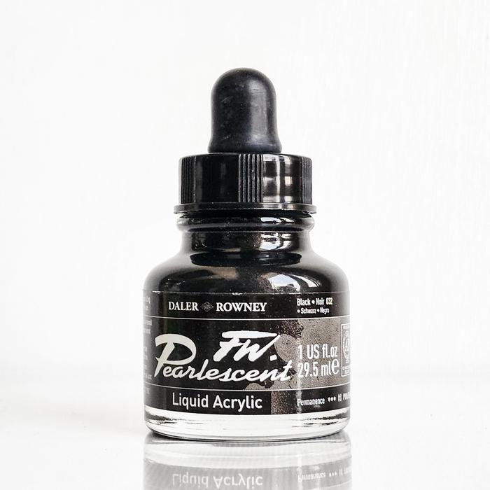 Daler-Rowney FW Pearlescent Acrylic Ink | Silver Pearl Calligraphy & Art Ink, 29.5ml Bottle - View #7