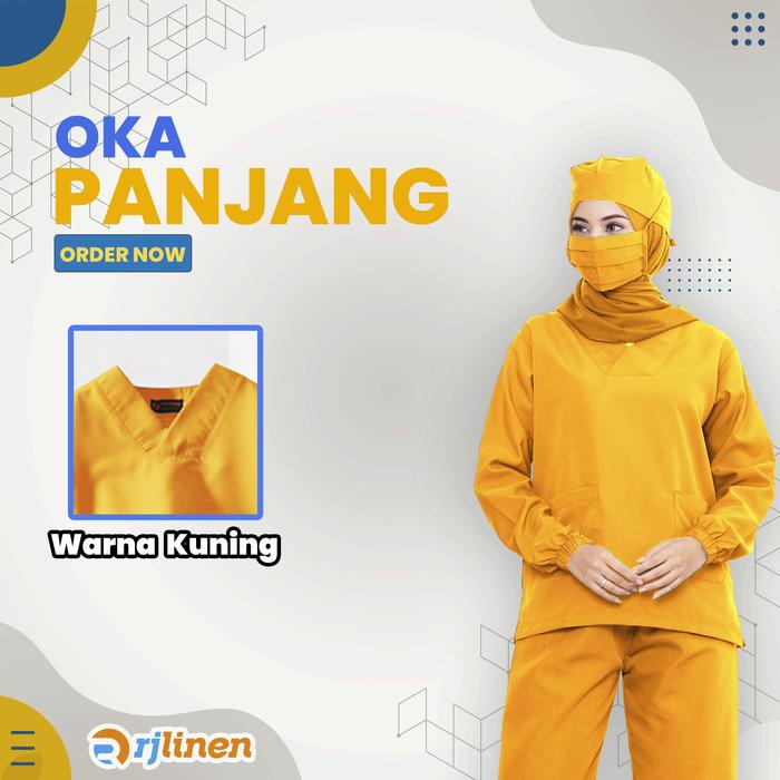 Gambar Setelan OKA Lengan Panjang/Baju Perawat Panjang/Baju OKA/Seragam OK - Kuning, 2XL dari Rumahjahitid undefined Tokopedia