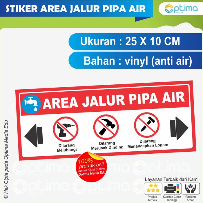 Gambar STIKER PERINGATAN JALUR KABEL LISTRIK DAN JALUR PIPA AIR - Area Jalur Pipa dari Optima Media Edu undefined Tokopedia