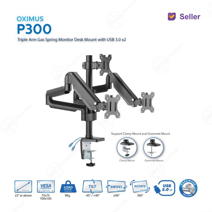 Gambar BRACKET MONITOR GAS SPRING OXIMUS P300 TILT SWIVEL ROTATE USB 3.0 x2 - SELLER dari Oximus Indonesia undefined Tokopedia
