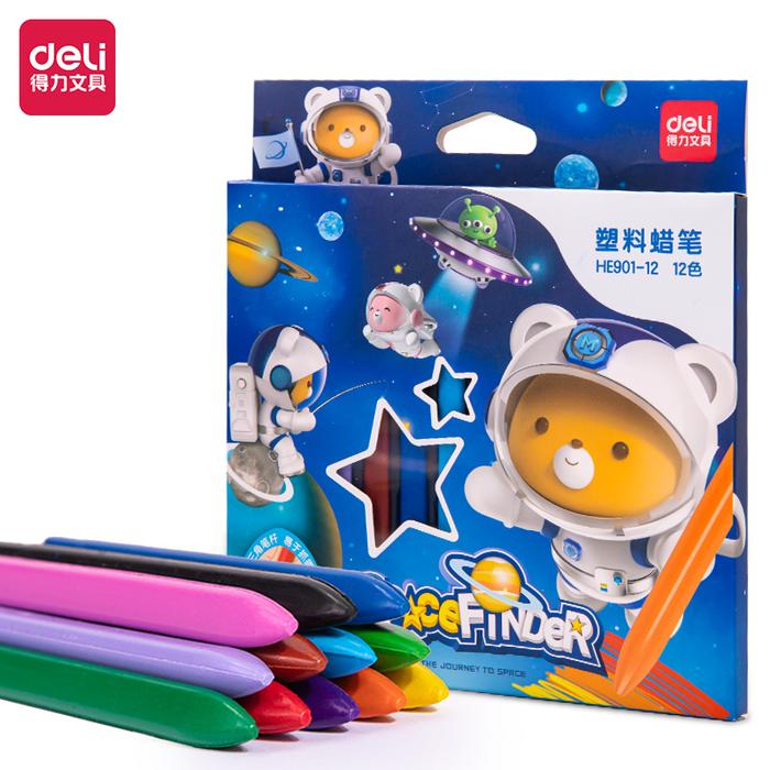 Gambar Deli Plastic Crayon / Krayon Plastik 12/24/36 Anti Kotor HE901 - 12 warna dari Deli Stationery Indonesia undefined Tokopedia
