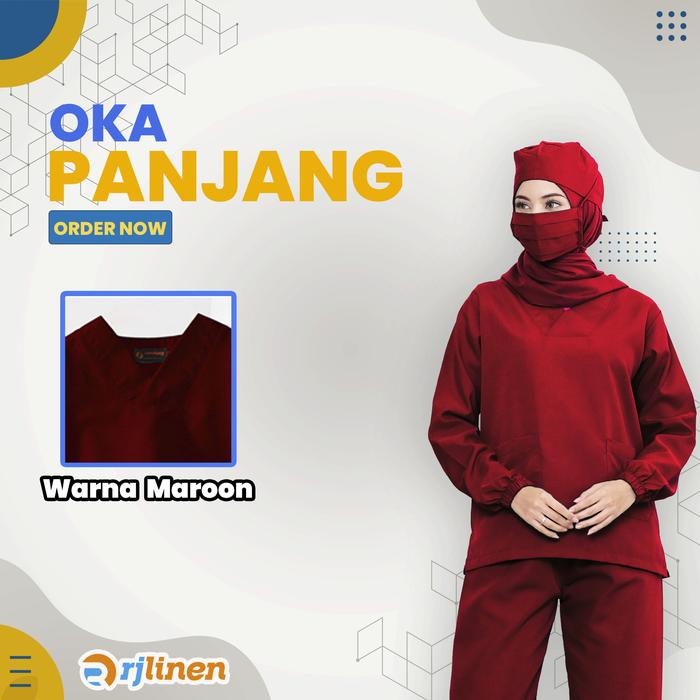 Gambar Setelan OKA Lengan Panjang/Baju Perawat Panjang/Baju OKA/Seragam OK - Maroon, L dari Rumahjahitid Kota Tangerang Selatan Tokopedia