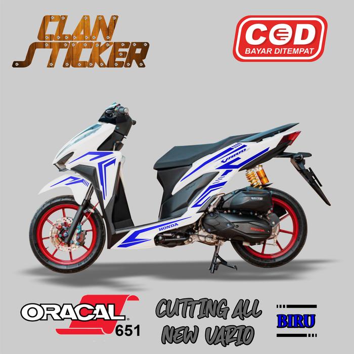 Gambar Cutting Sticker Vario 150 125 List Variasi Body Putih Stiker Biru 08 - Biru dari Clan_Sticker undefined Tokopedia