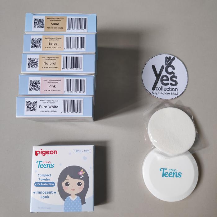 Gambar Bedak PADAT Pigeon Teens Compact Powder BIRU UV Tempat Kaca+Refil - Refil Sand dari YC Cibitung undefined Tokopedia