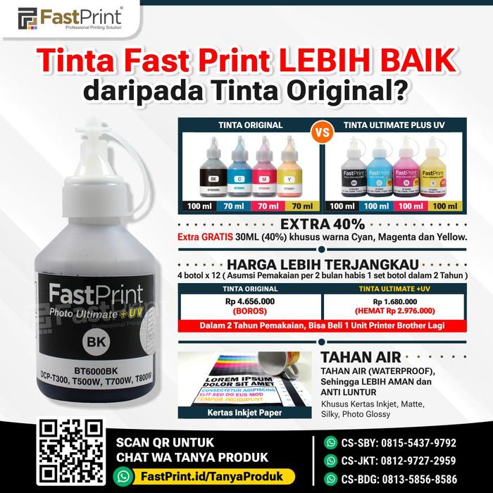 Gambar Tinta Photo Ultimate Plus UV 100ML DCP T300 T500W T700W T800E J100 - Black dari FastPrint Jakarta undefined Tokopedia