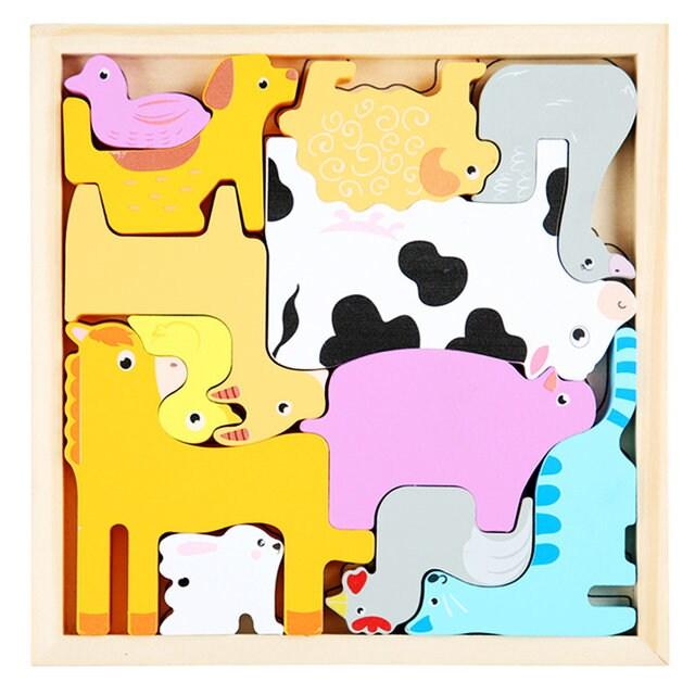 Gambar Mainan Edukasi Creative 3D Puzzle Kayu Wooden Puzzle Cartoon Animal - Hewan Ternak dari Elephantstore3 undefined Tokopedia